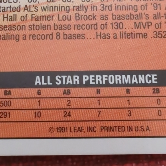 1992 Donruss All-Star Rickey Henderson Oakland Athletics Error Baseball Card #30 - Picture 2 of 7